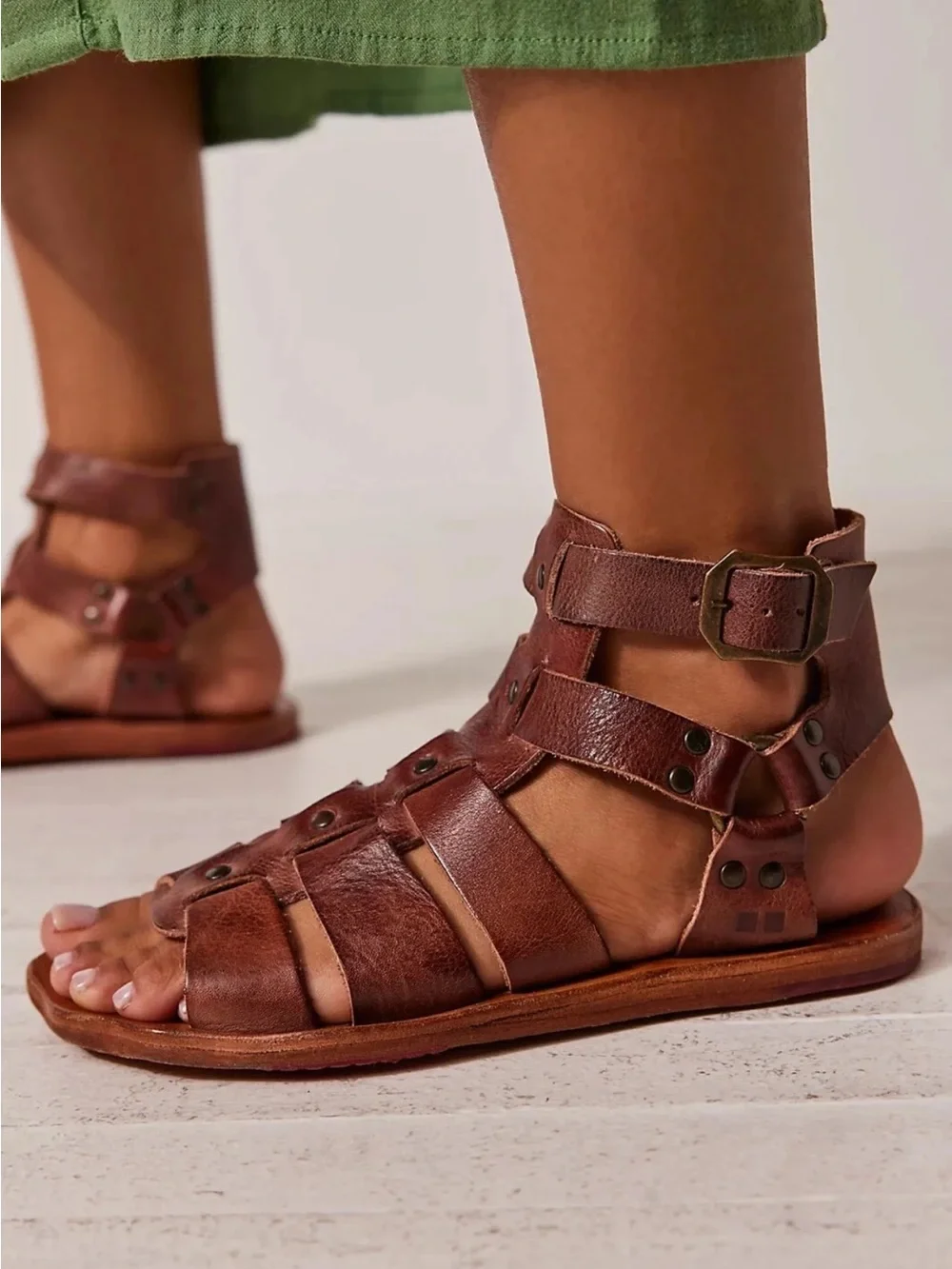 Bedstu Bed Stu Hera Gladiator Almond Rustic Strap Studded Sandals Womens 11 NEW